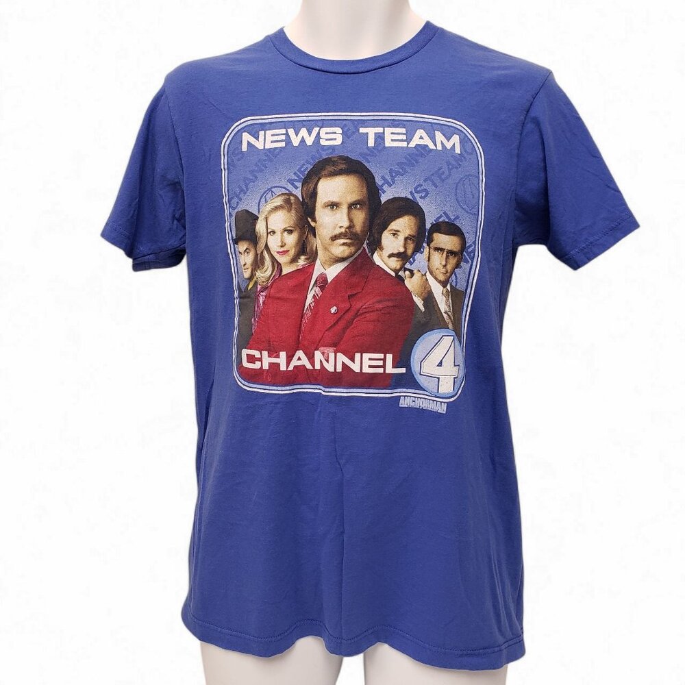 Anchorman News Team Mens Blue Tshirt Size Medium
